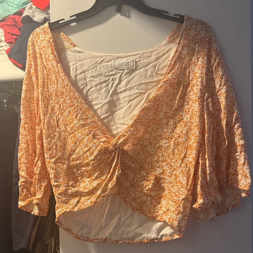 Sage Women's Orange Patterned Blouse